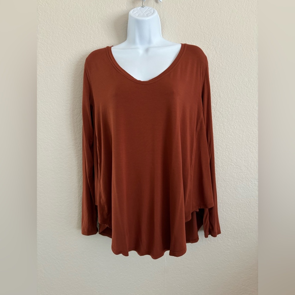Lululemon Up For Down Time Long Sleeve Top Dark Terracotta Sz 4 Flowy Athleisure